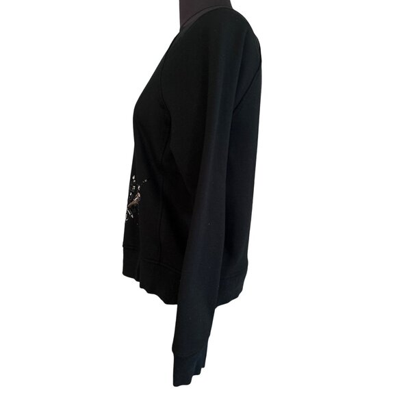 A New Day Black Sequin Dragonflies Embellished Long Sleeve Sweatshirt Size M - Picture 3 of 8